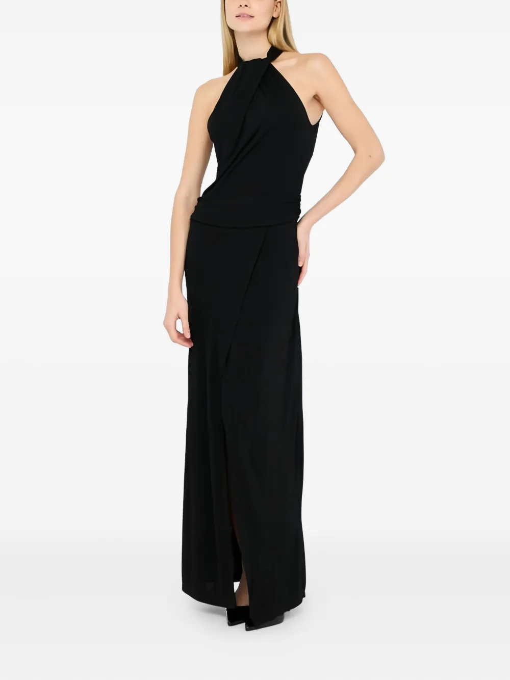 LIU JO draped halter-neck dress - Zwart