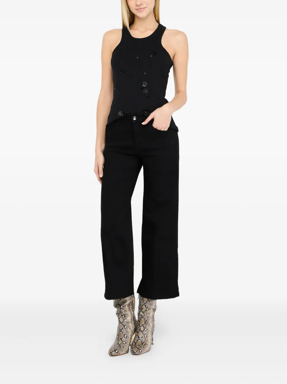 LIU JO Better cropped flared jeans - Zwart