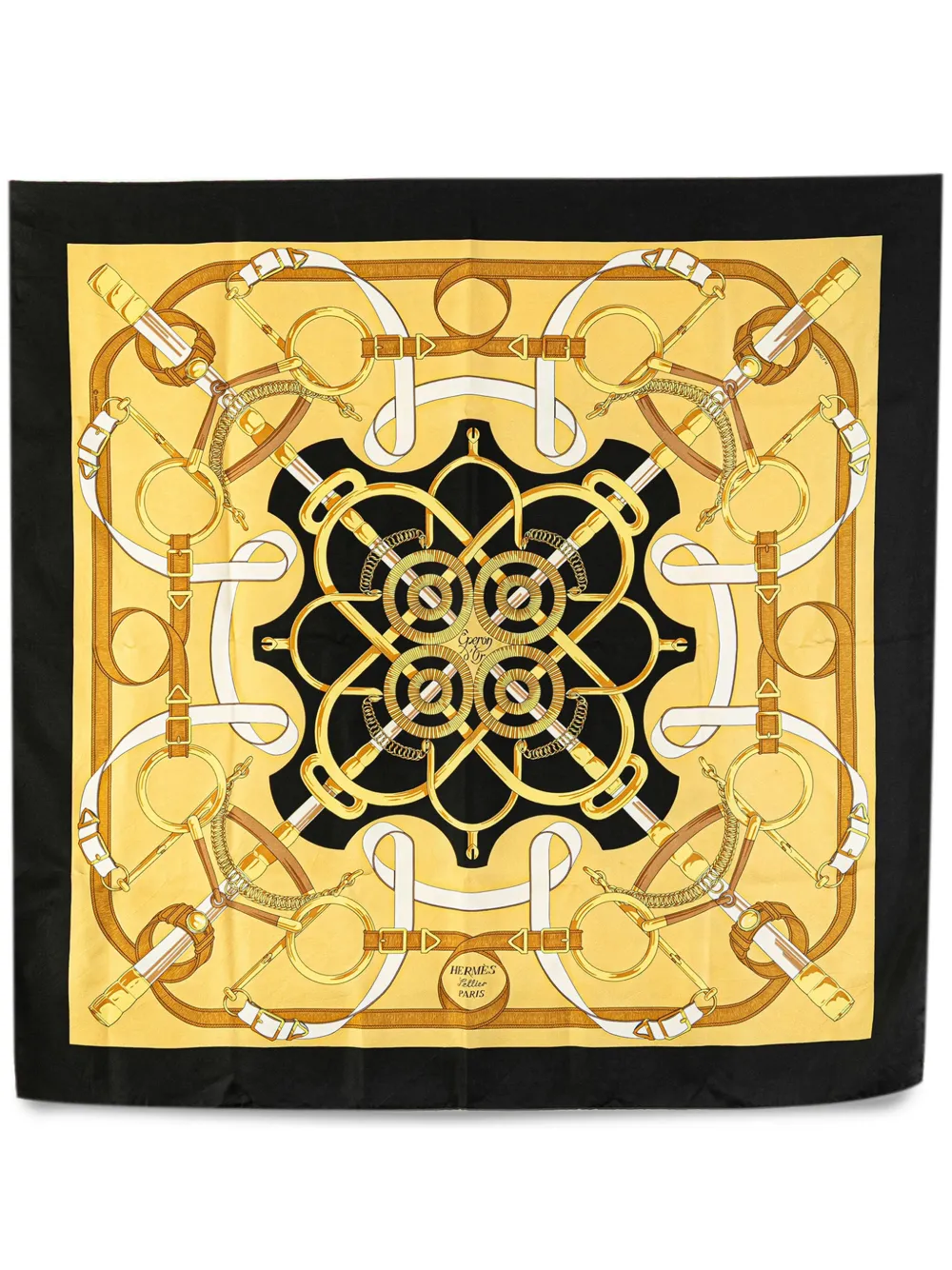 Hermès Pre-Owned foulard Eperon D'Or en soie 20 e siècle | noir | Image 1