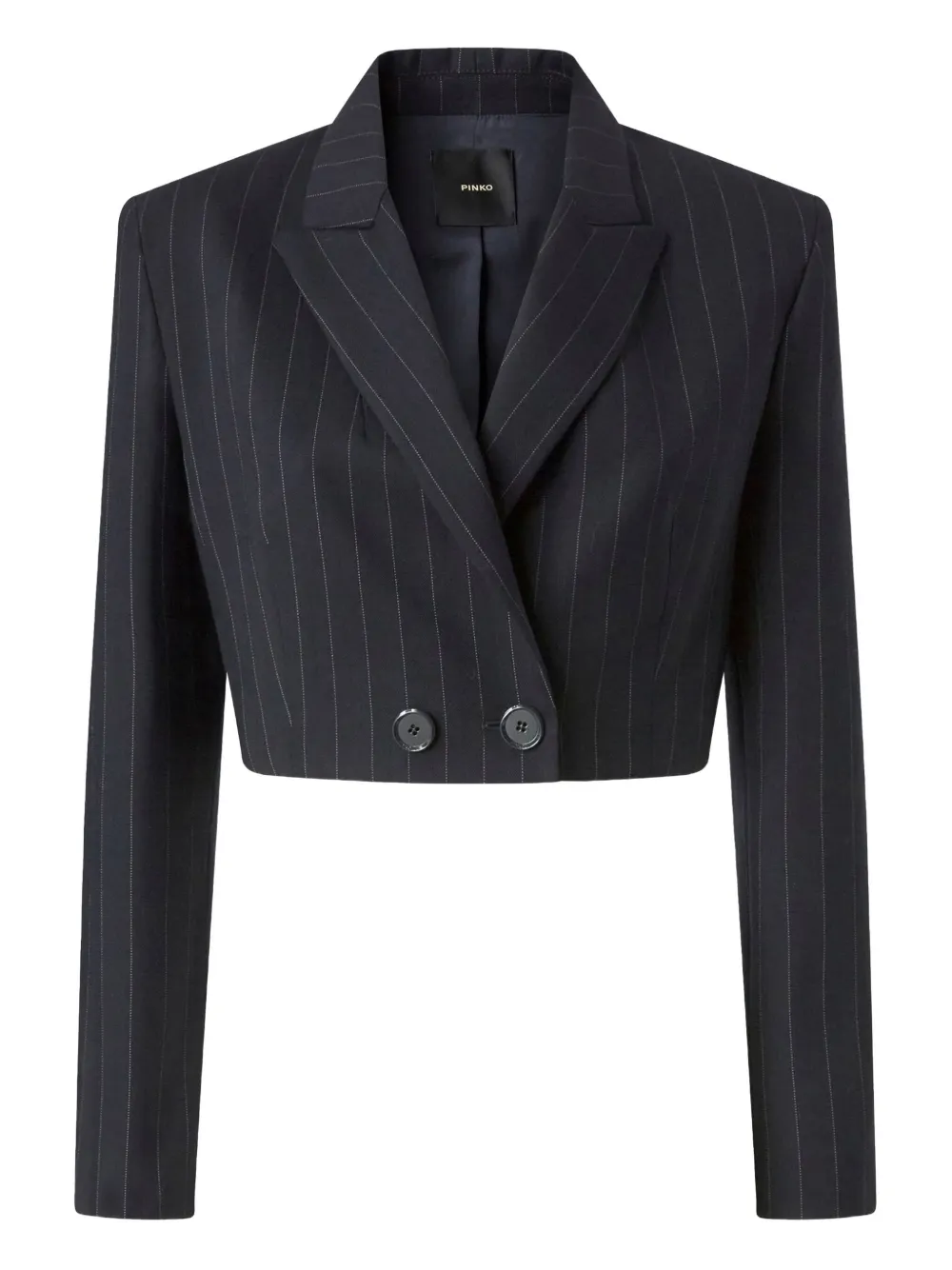 Pinko Pinstripe Cropped Jacket In Blue