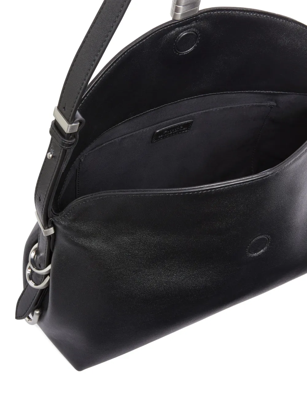 Pinko Medium Leather Saddle Bag Baguette Shoulder Bag In Black