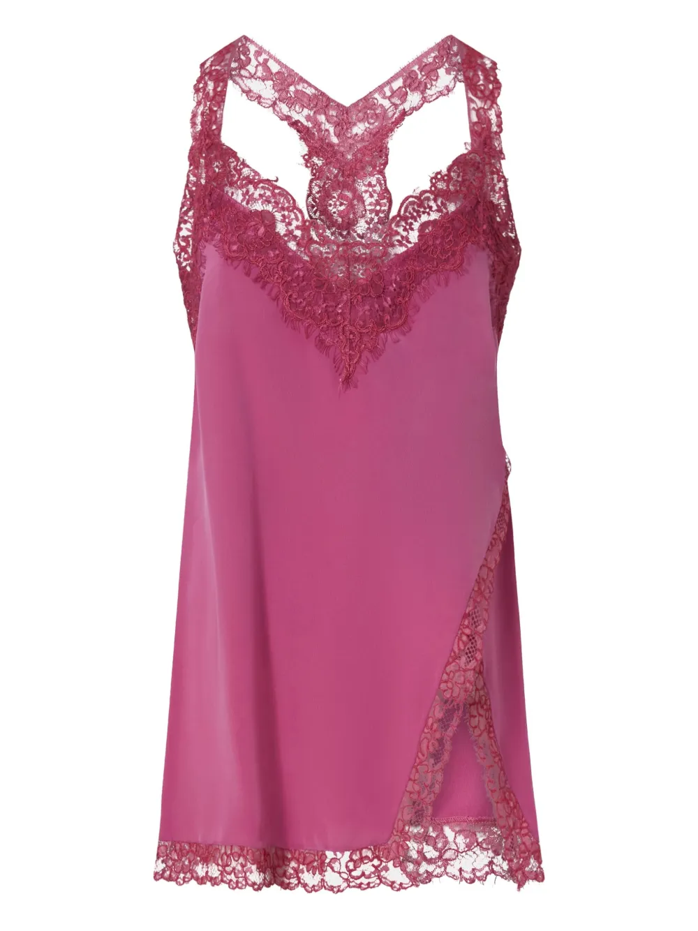 lace-trimmed silk top