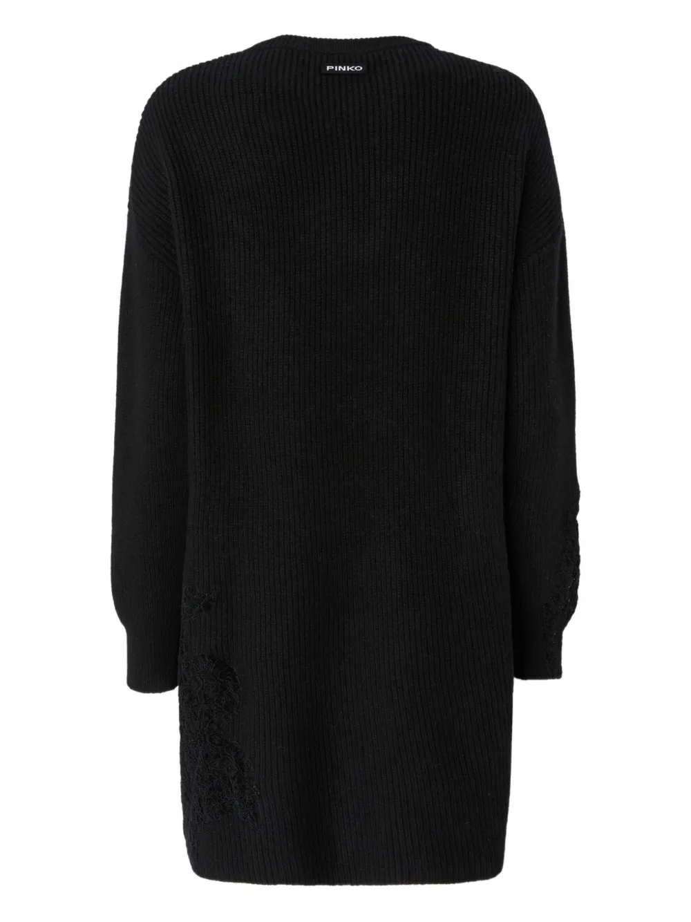 Pinko Knit Mini Dress With Lace In Black