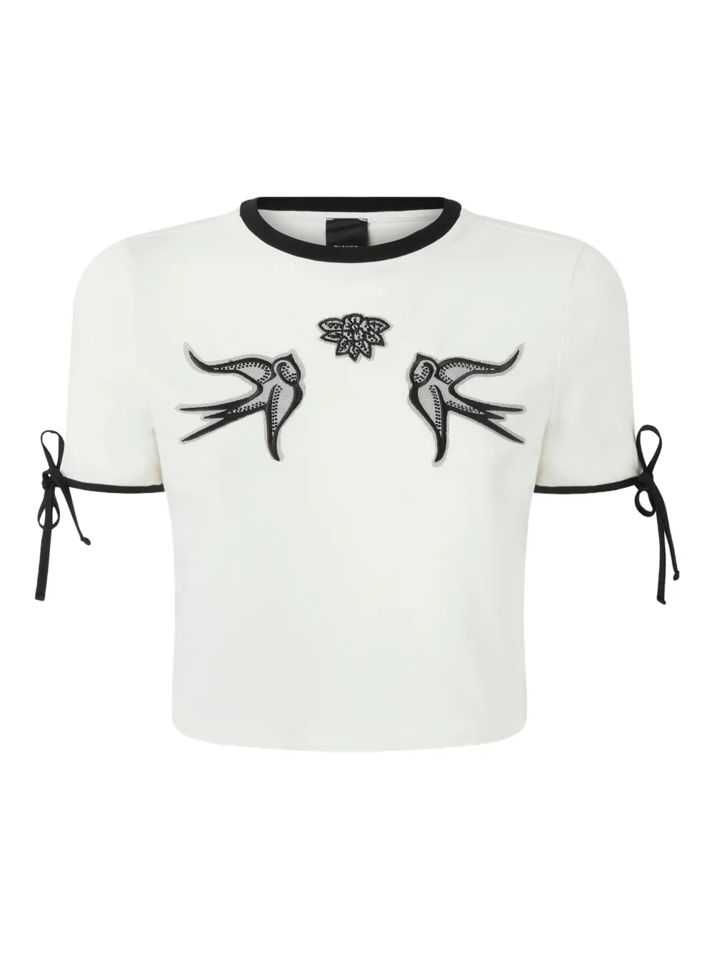 PINKO swallow-embroidered tie-cuff top | White | Image 1
