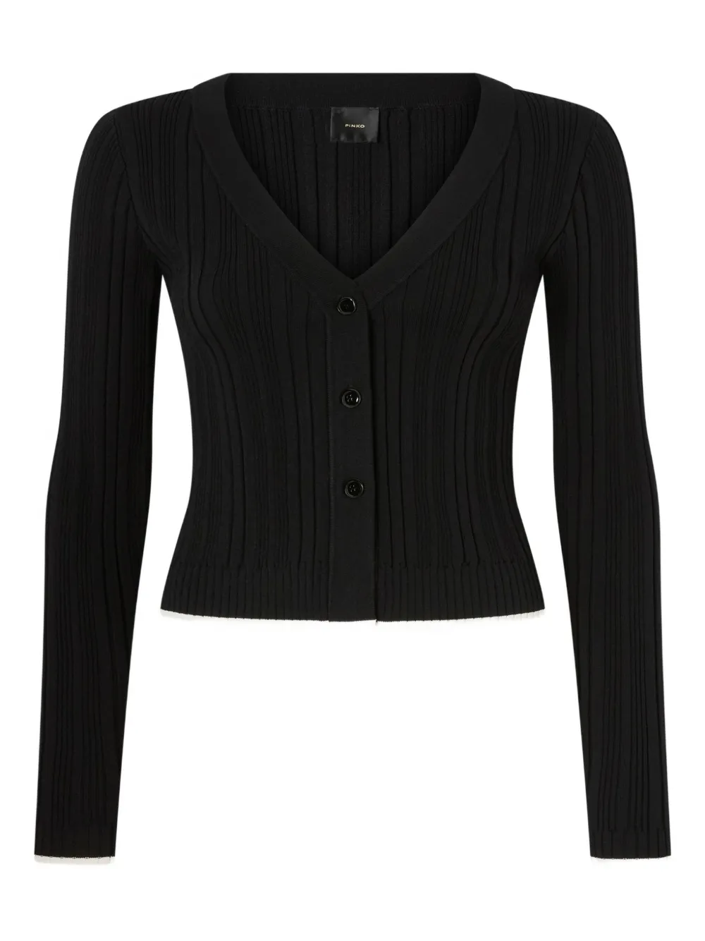 PINKO Geribbeld vest met V-hals Zwart