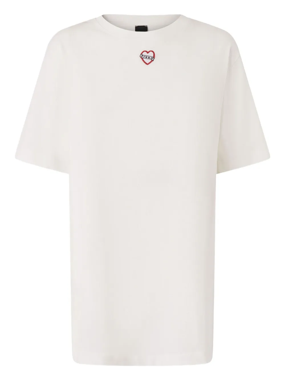 Pinko Oversized Long T-shirt With Print And Embroidery In White