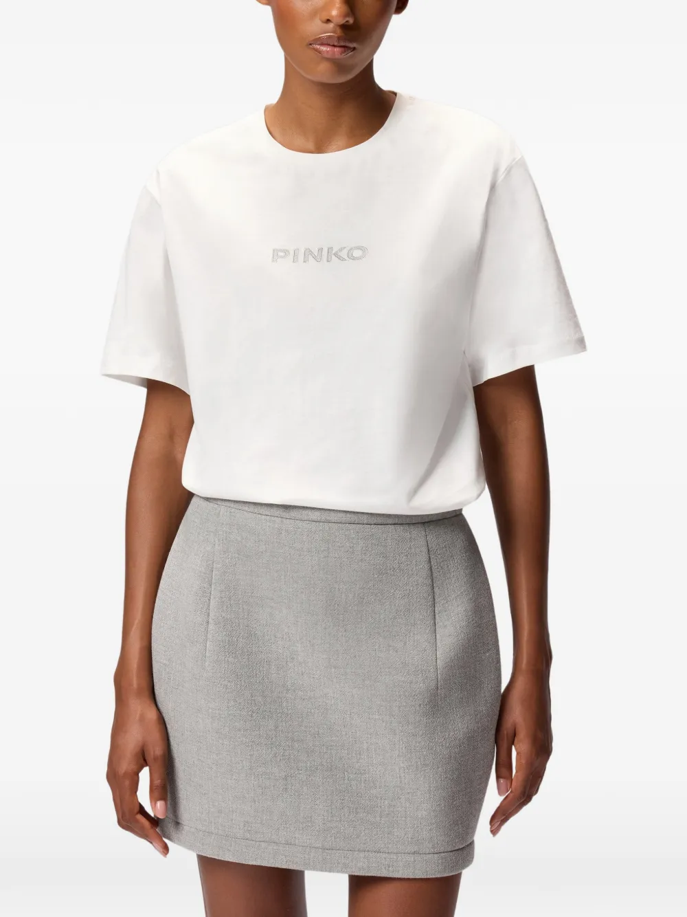 PINKO T-shirt met geborduurd logo Wit