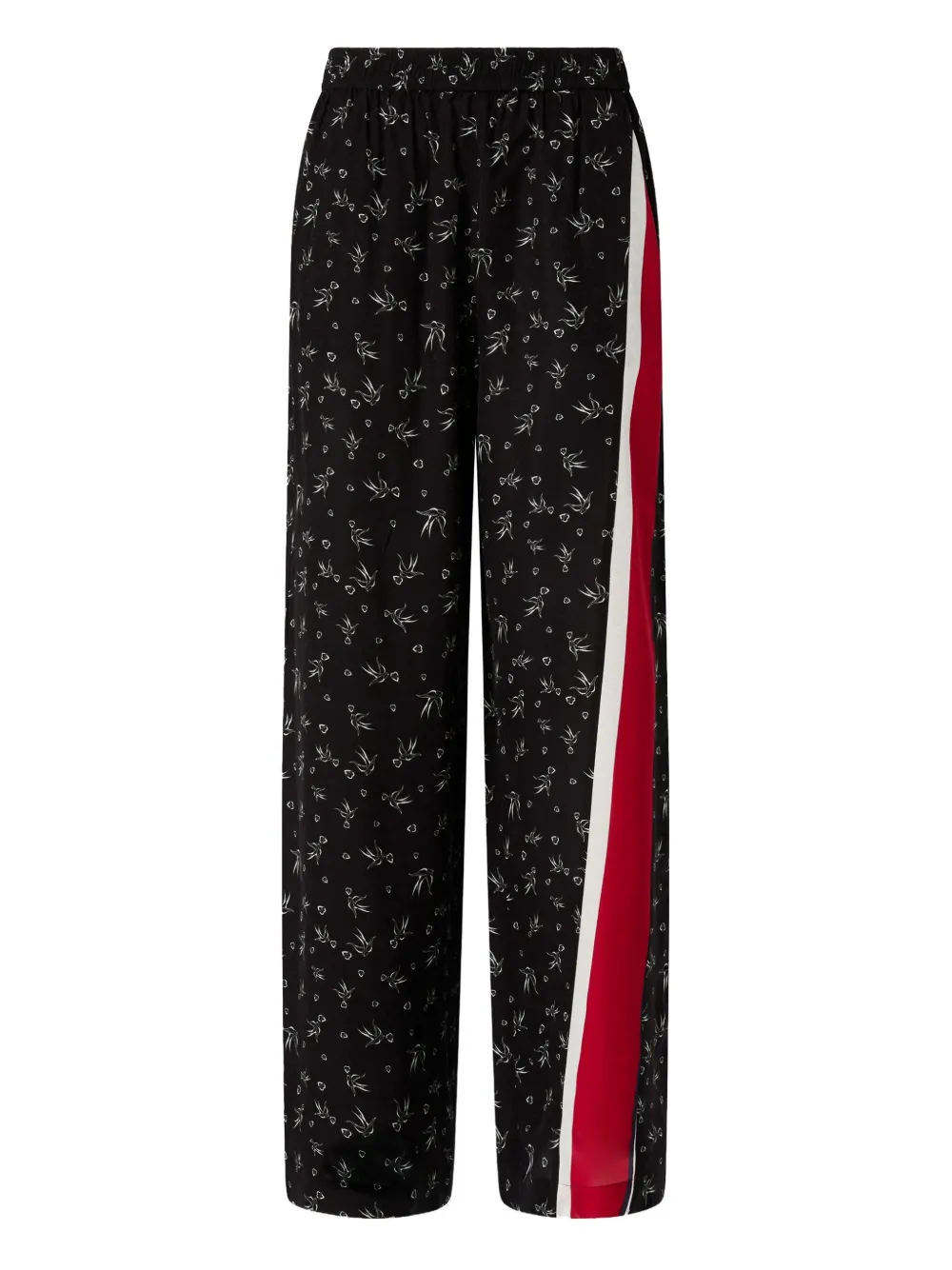 PINKO Broek met zijstreep en bloemenprint Zwart