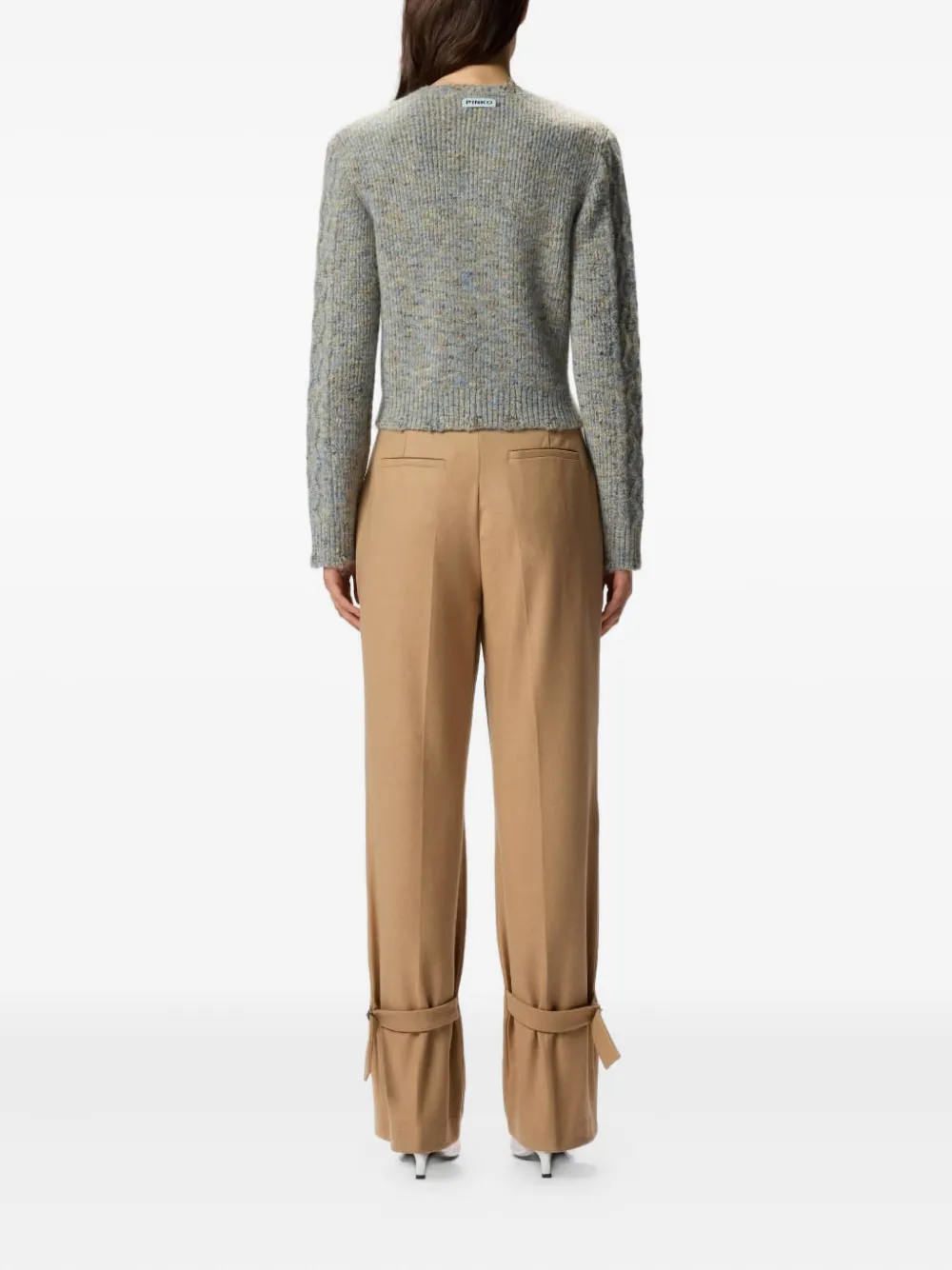 PINKO Kabelgebreid vest met knoop Grijs