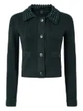 PINKO cable-knit pearl-embellished cardigan - Green