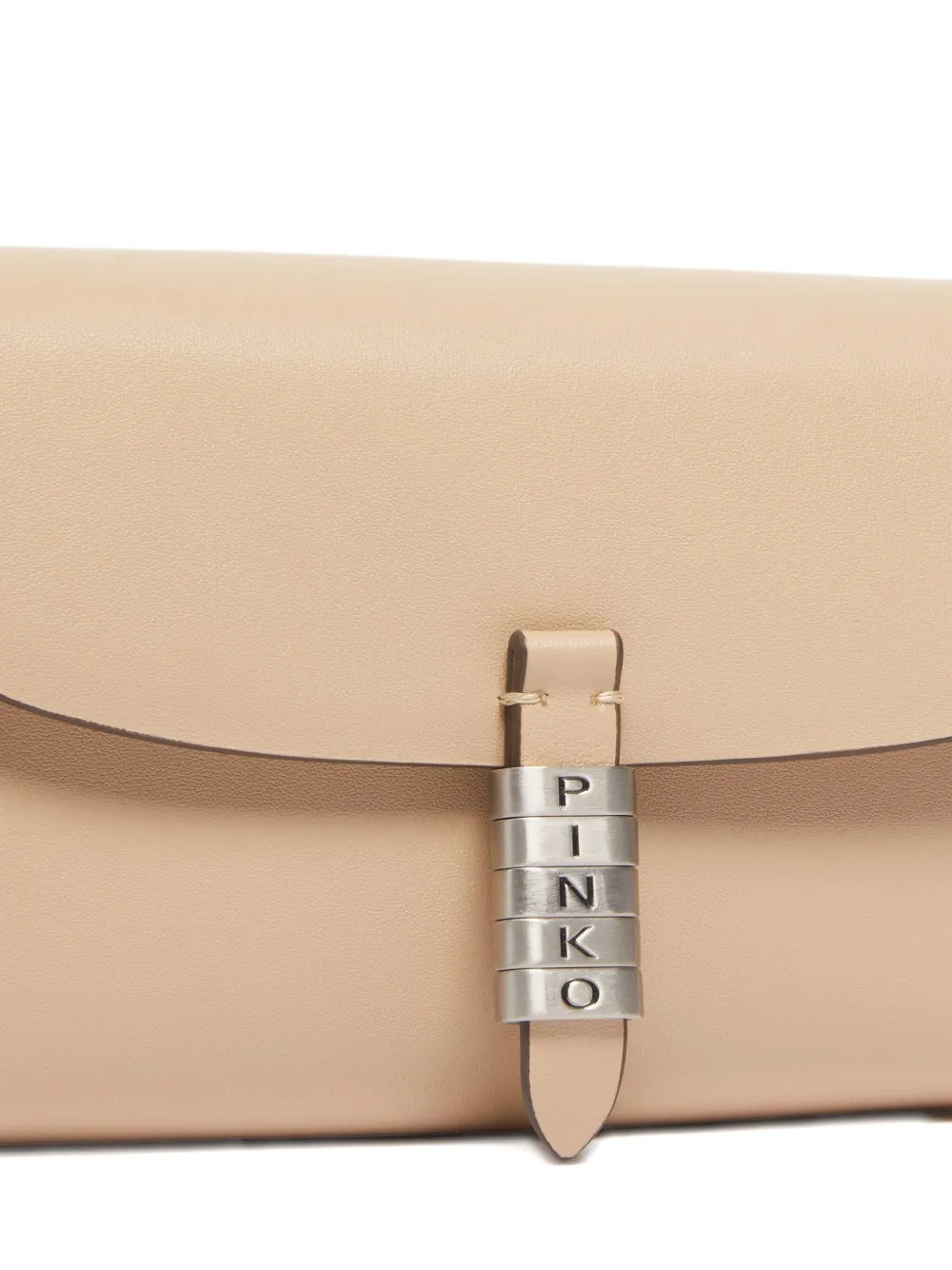 PINKO Leren clutch met kettinghengsel Beige