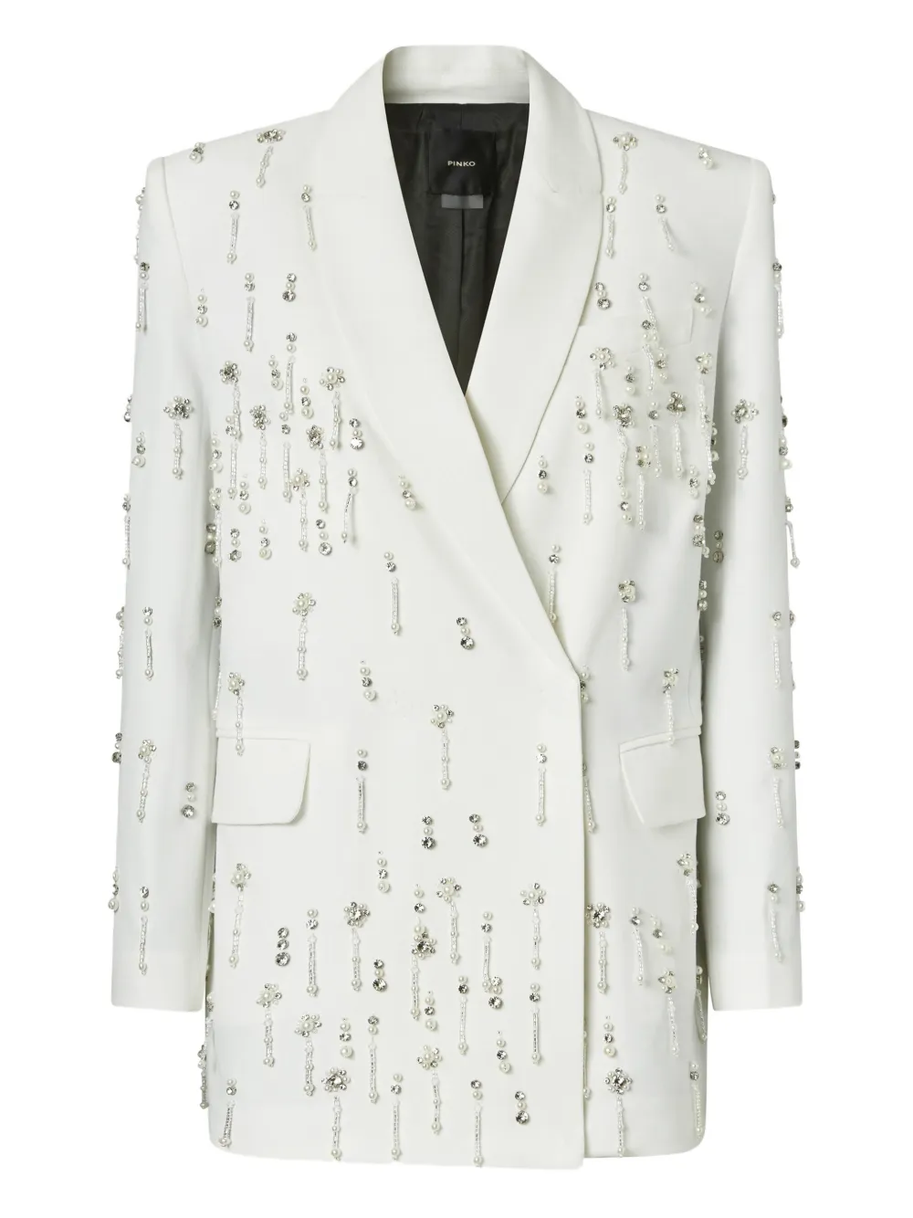 PINKO crystal-embellished double-breasted jacket | White | Image 1
