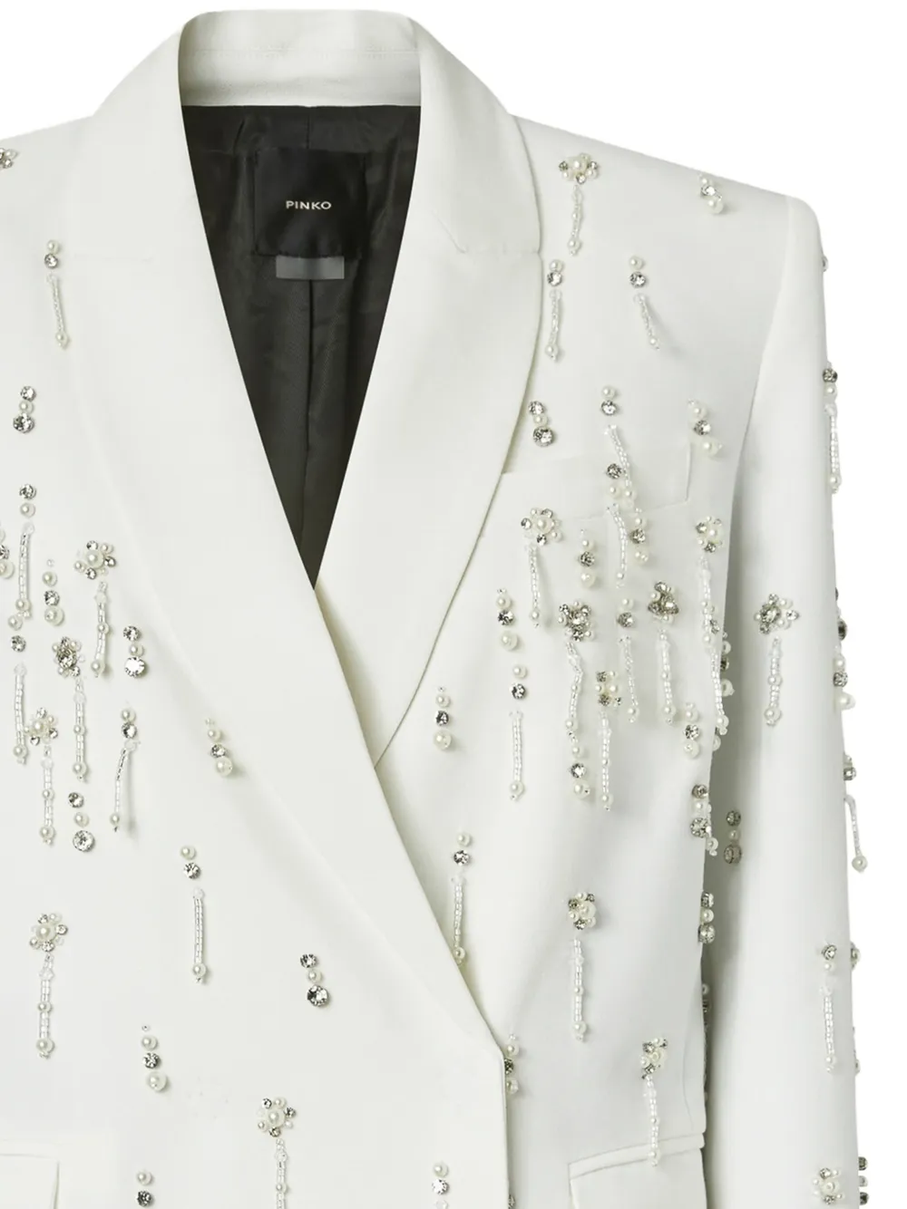 Pinko Crystal-embellished Double-breasted Jacket In White
