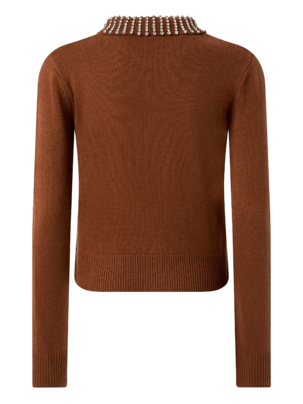 PINKO embellished-collar Sweater Brown FARFETCH IN
