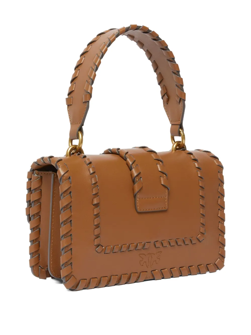 Pinko Braided-leather Crossbody Bag In Brown
