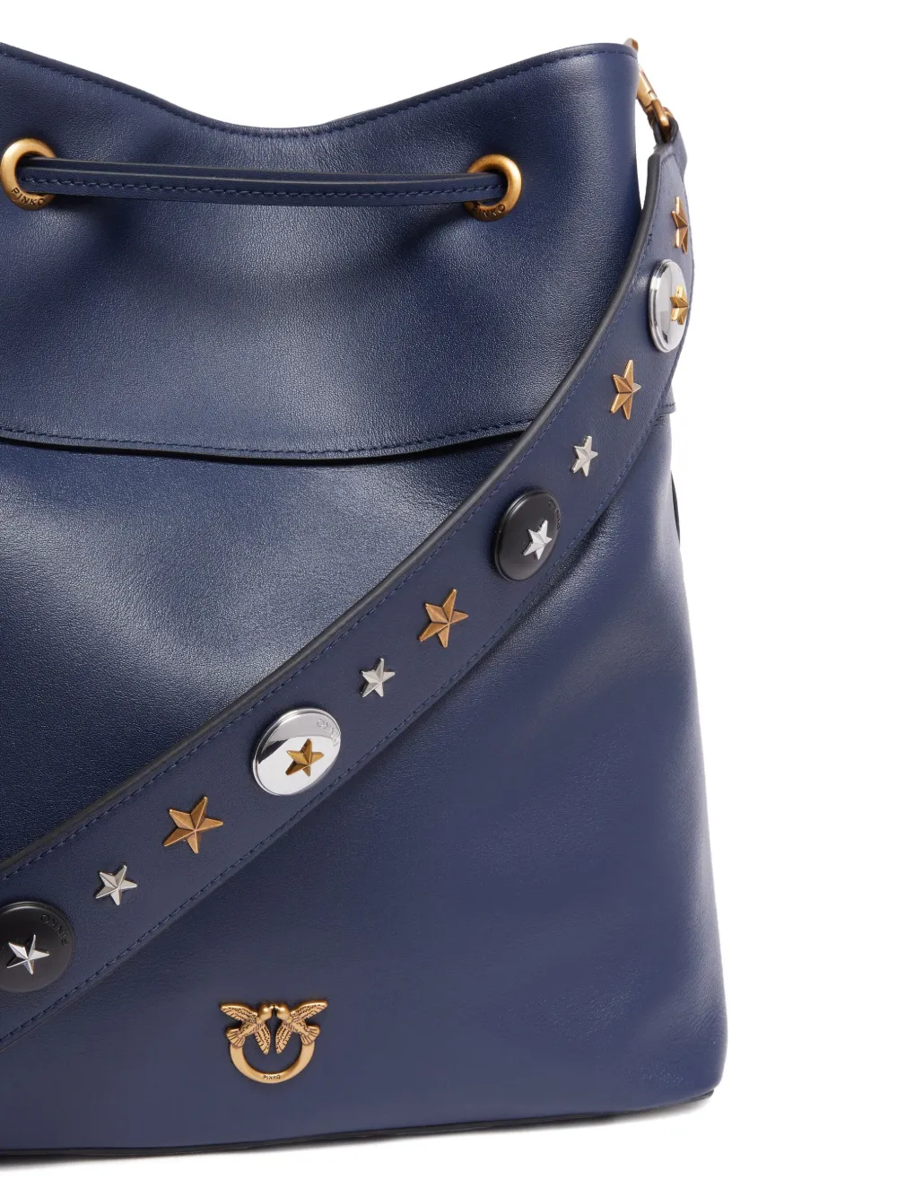 PINKO medium logo-embellished drawstring bucket bag Blauw