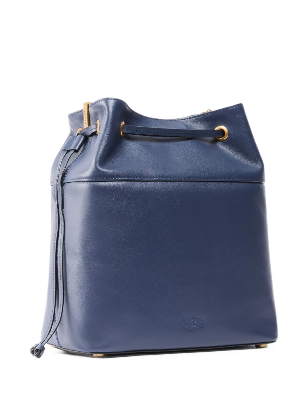 PINKO Medium bucket-tas met trekkoord en logo Blauw