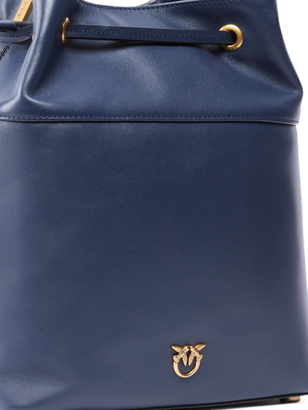 PINKO Medium bucket-tas met trekkoord en logo Blauw