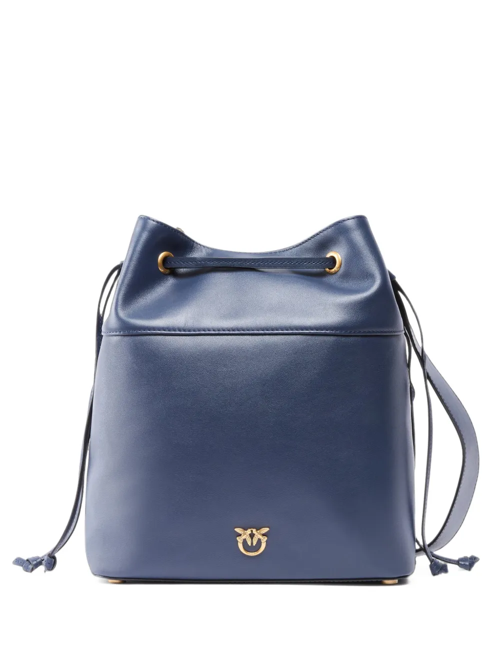 PINKO Medium bucket-tas met trekkoord en logo Blauw
