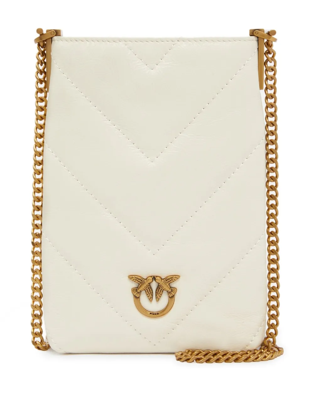 Стеганая сумка для телефона с изображением влюбленных птиц в розовом цвете