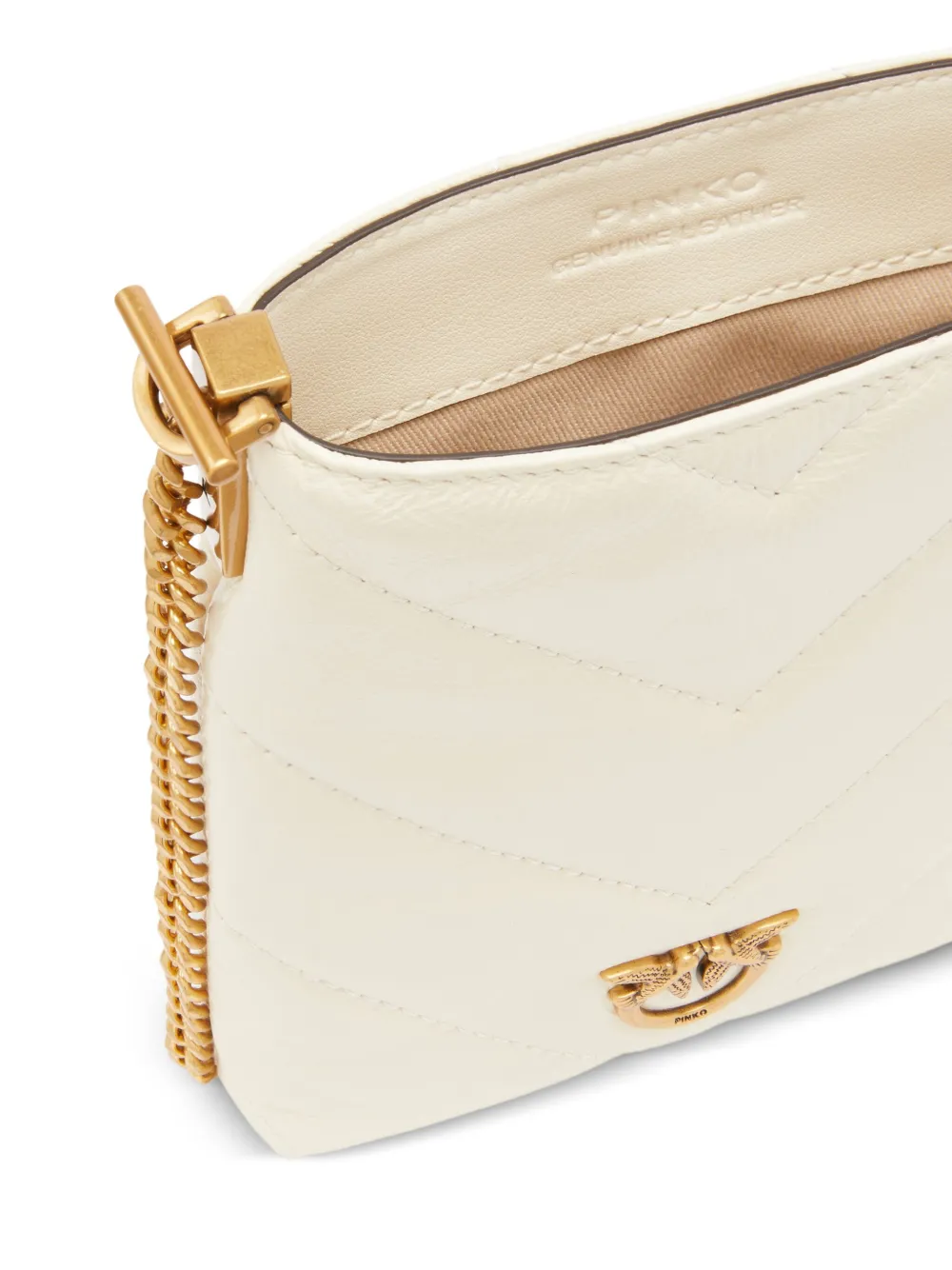 PINKO Love Birds gewatteerde telefoontas Wit