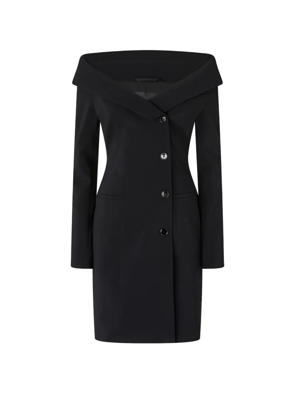 PINKO Off-shoulder midi-jurk met knopen Zwart