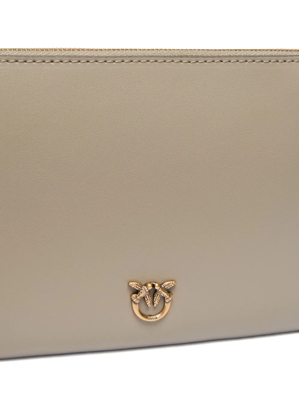 PINKO mini zip-fastening logo-plaque clutch bag Beige
