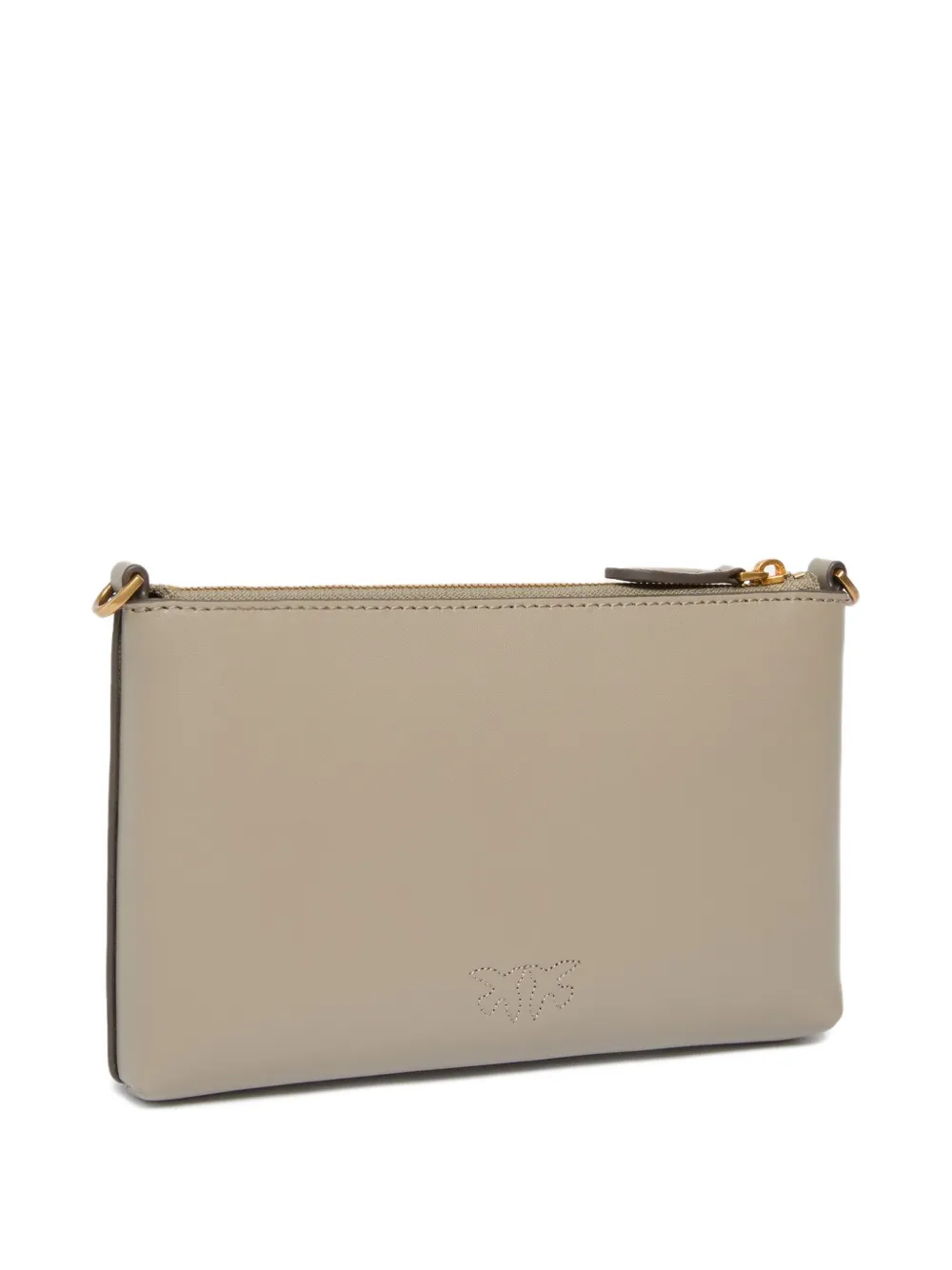 PINKO mini zip-fastening logo-plaque clutch bag Beige