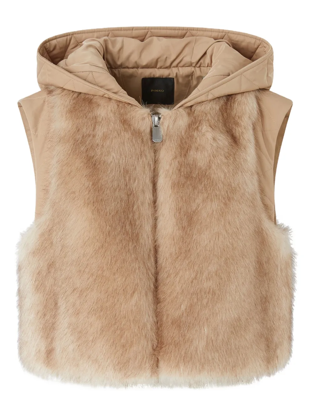 PINKO Gilet van imitatiebont met gewatteerd vlak Beige