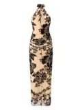 PINKO floral-print halter-neck midi dress - NZ8 NUDO/NERO