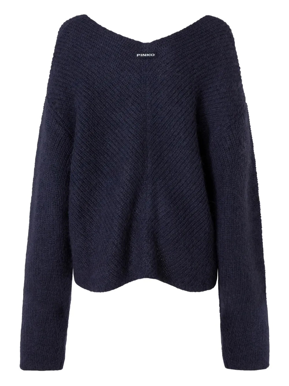 PINKO herringbone-pattern V-neck jumper Blauw