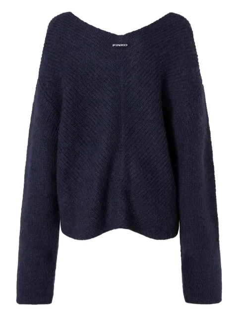 PINKO herringbone-pattern V-neck jumper