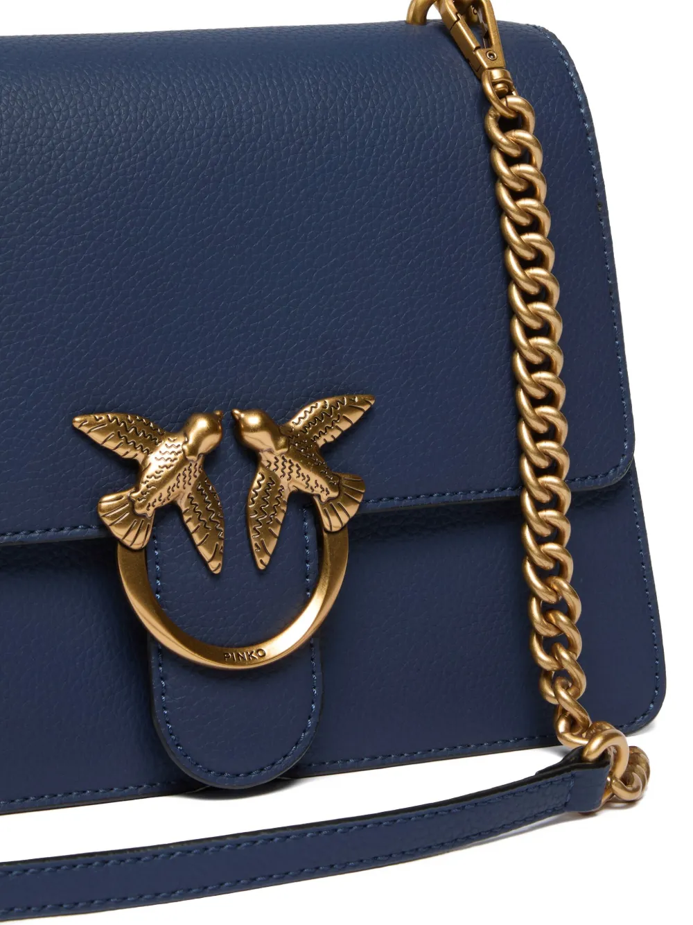 PINKO Love-Birds leather tote bag Blauw