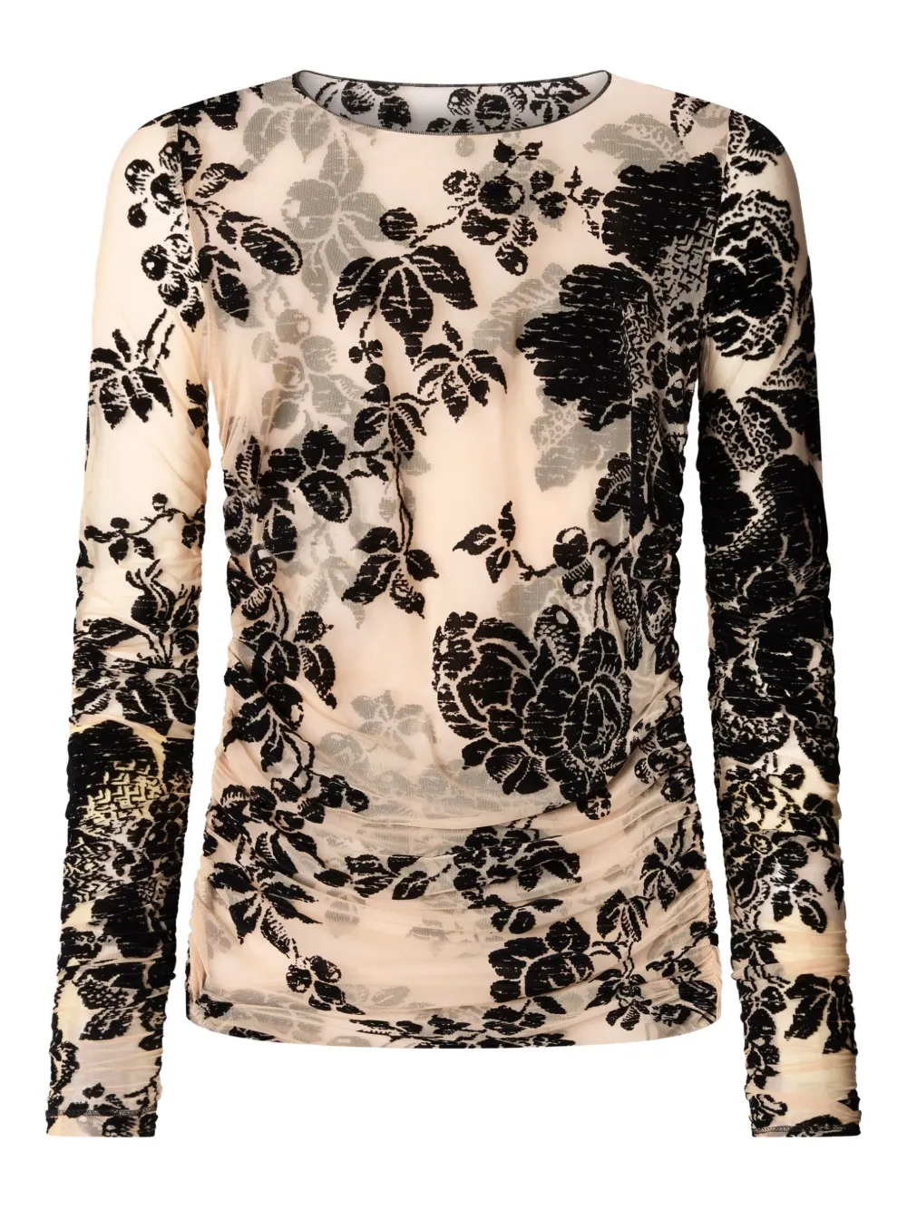 PINKO floral-velvet mesh top | Neutrals | Image 1