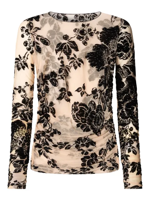 PINKO floral-velvet mesh top