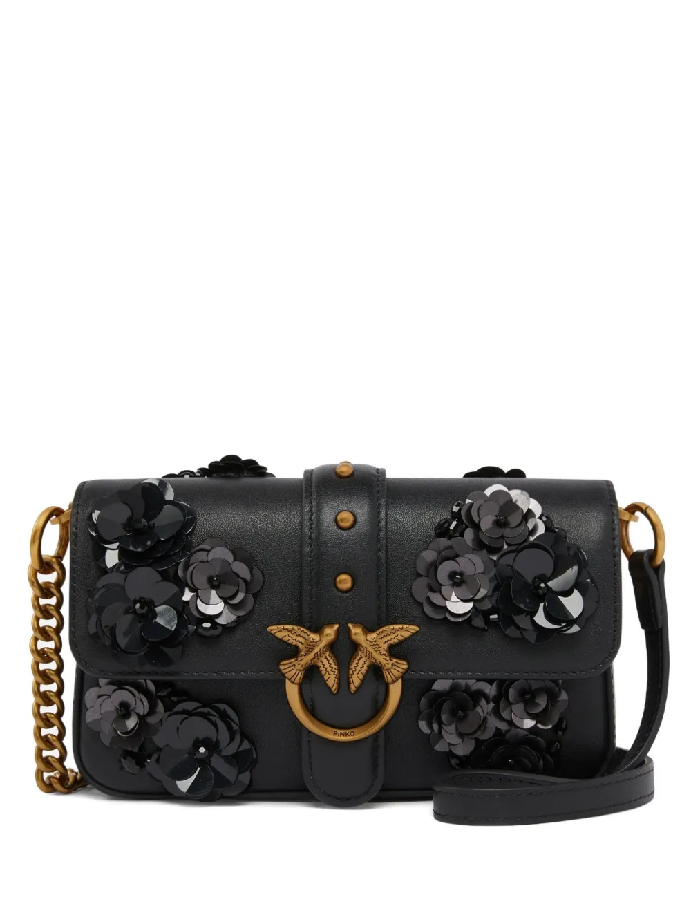 PINKO flower-embellished leather bag | Black | Image 1