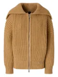 PINKO ribbed zip-up cardigan - Neutrals