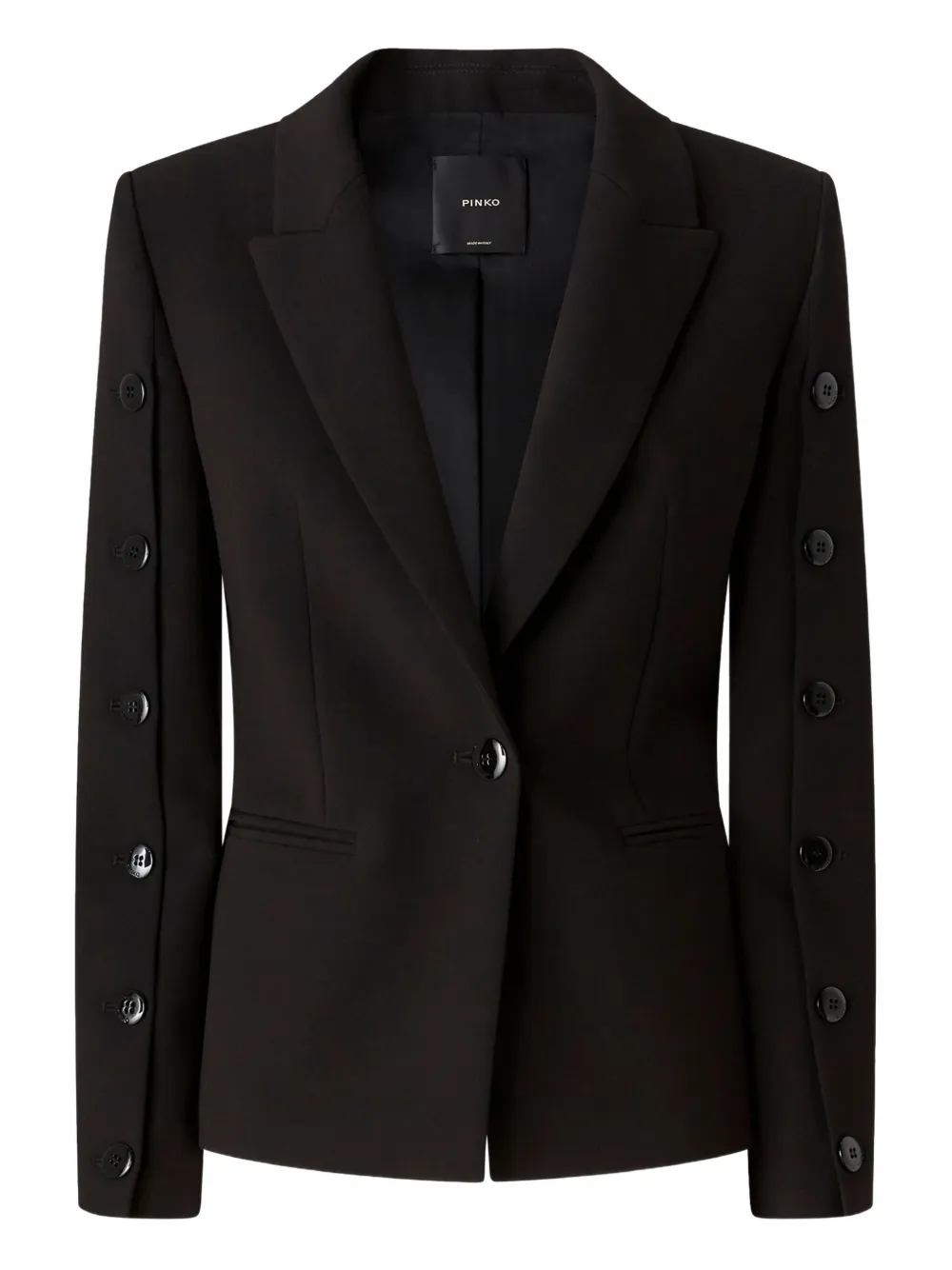 Pinko Single-breasted Blazer With Buttoned Sleeves In Black