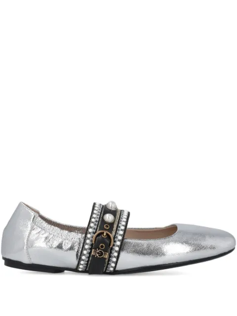 PINKO pearl-embellished buckle ballet flats