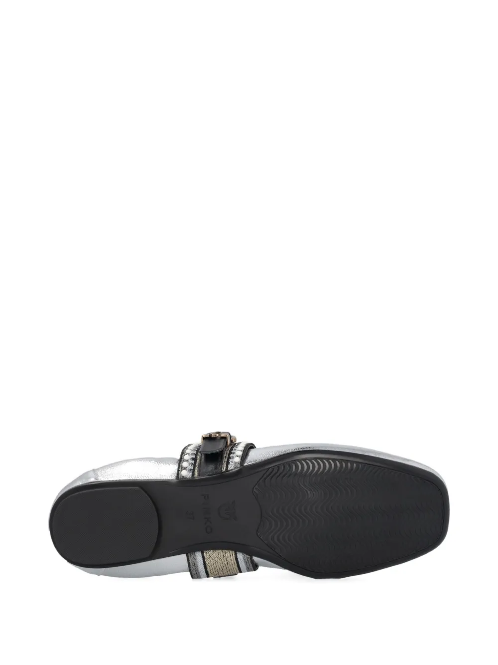 Pinko Laminated Leather Ballerinas With Jewel Band In Gray