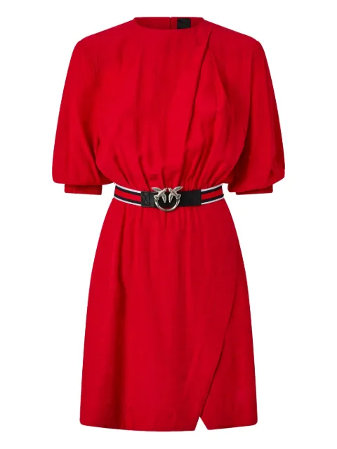 PINKO puff-sleeve belted mini dress