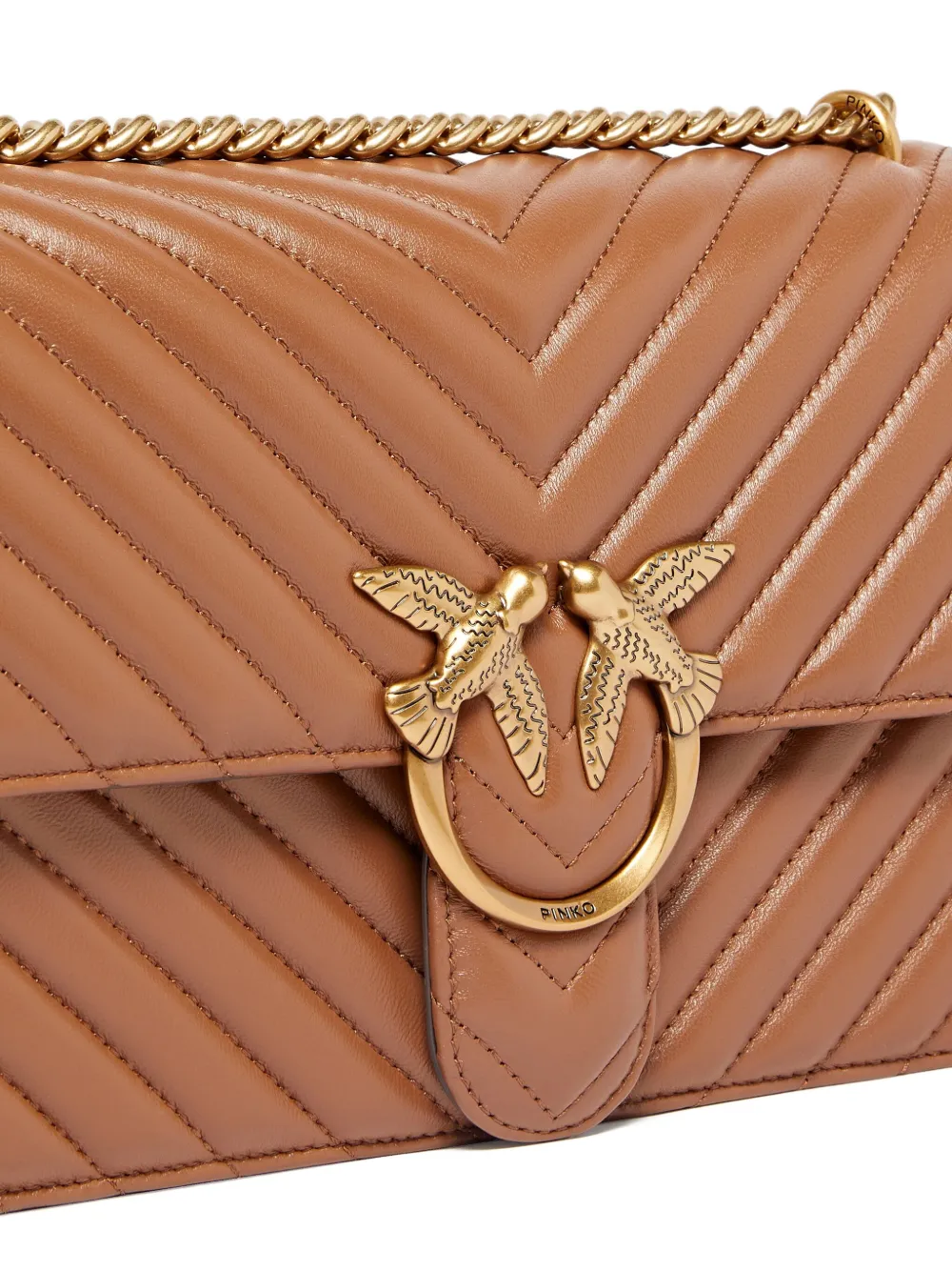PINKO Gewatteerde crossbodytas met chevron detail Bruin