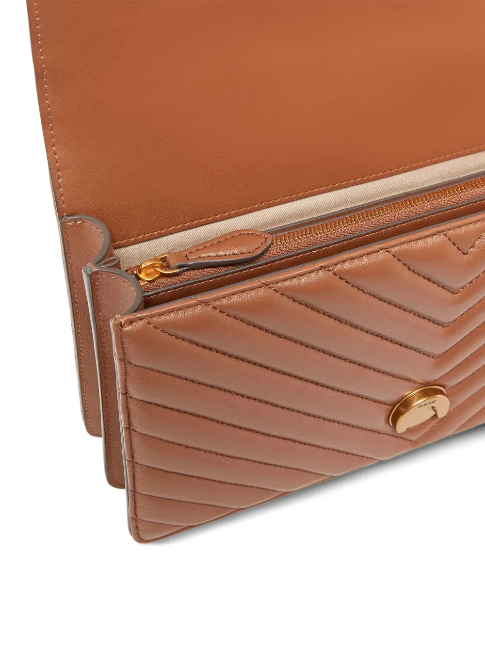 PINKO Gewatteerde crossbodytas met chevron detail Bruin