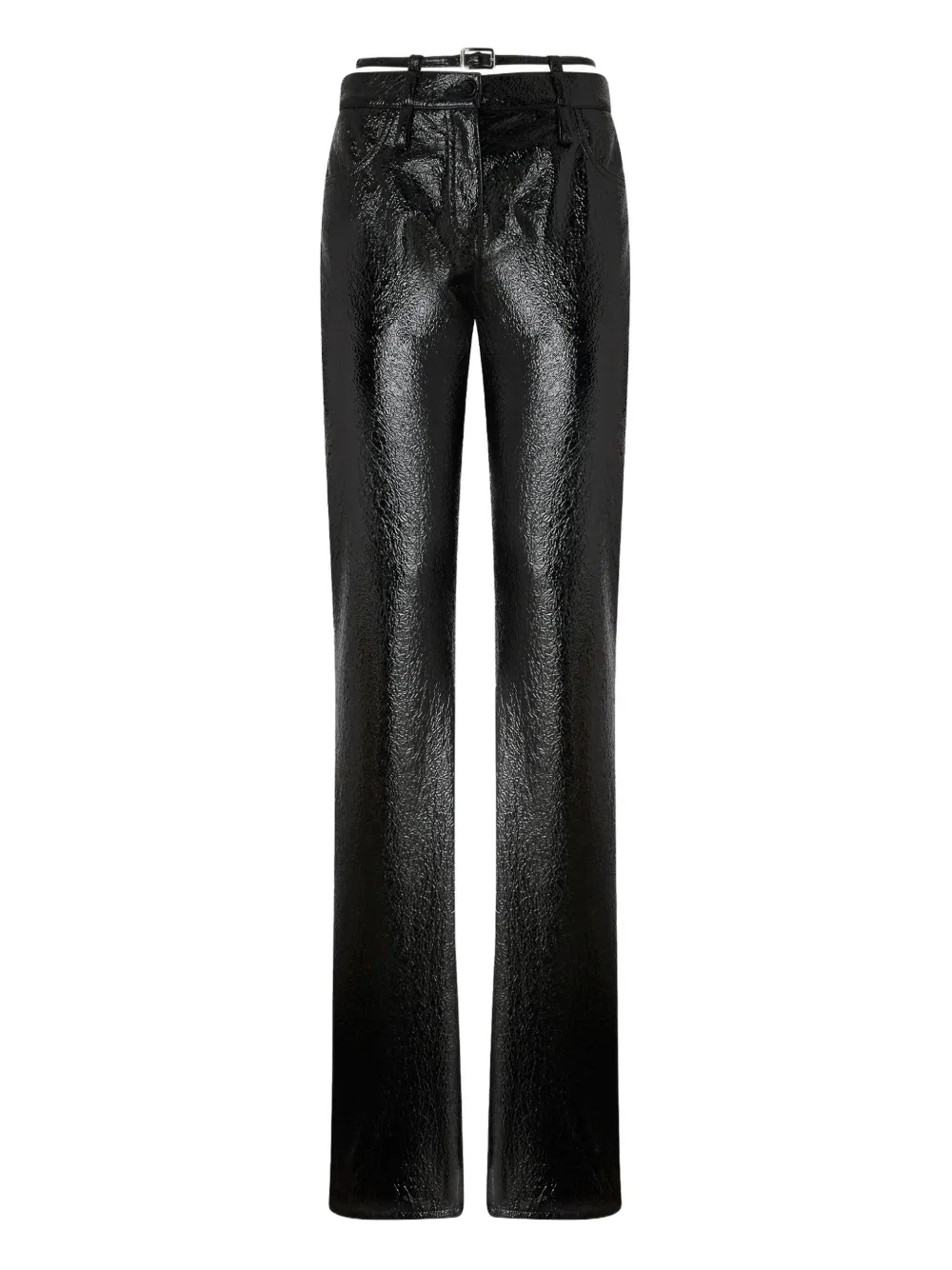 Pinko Rocio Trousers With Shiny Finish And Belt Loops In Black