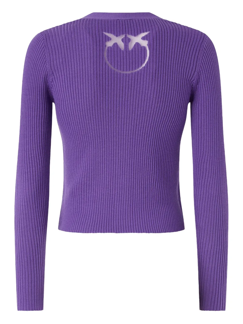 Pinko Rib-knit Cardigan With Love Birds Logo In Purple