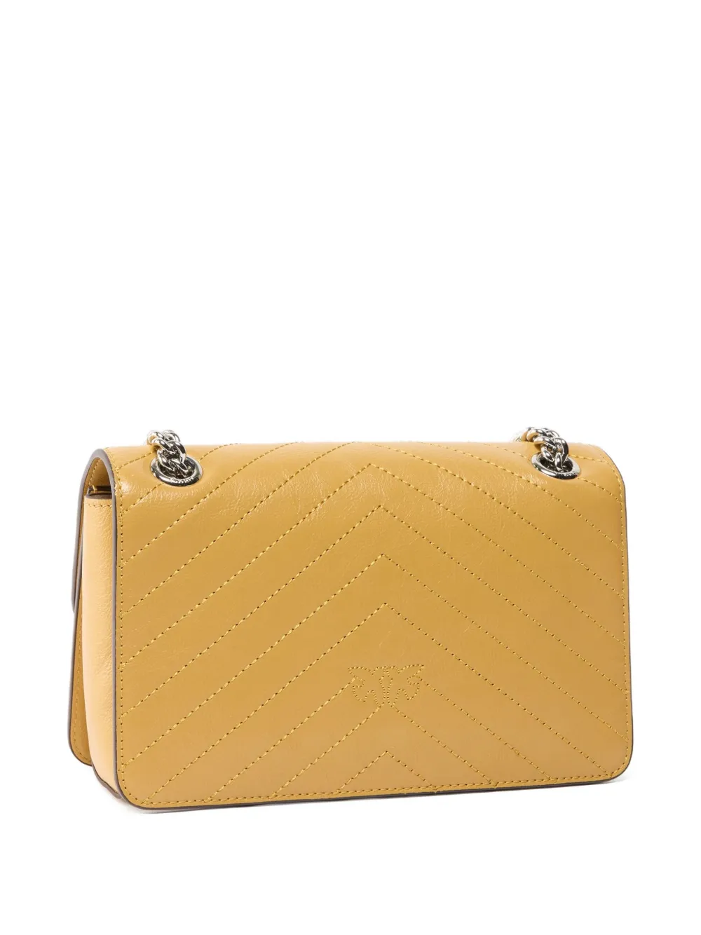 Pinko Chevron Chain Cross Body Bag In Yellow