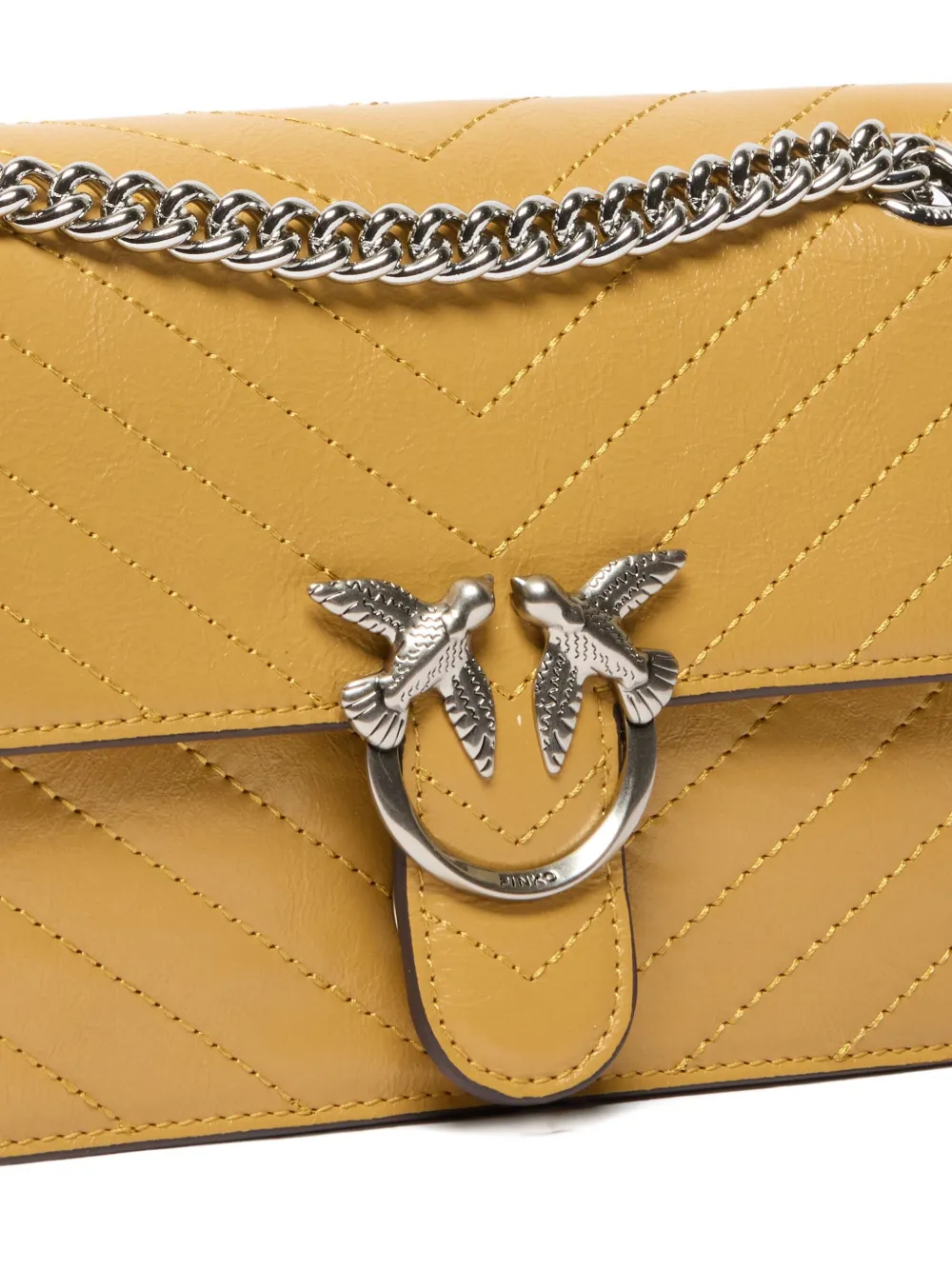 Pinko Chevron Chain Cross Body Bag In Yellow