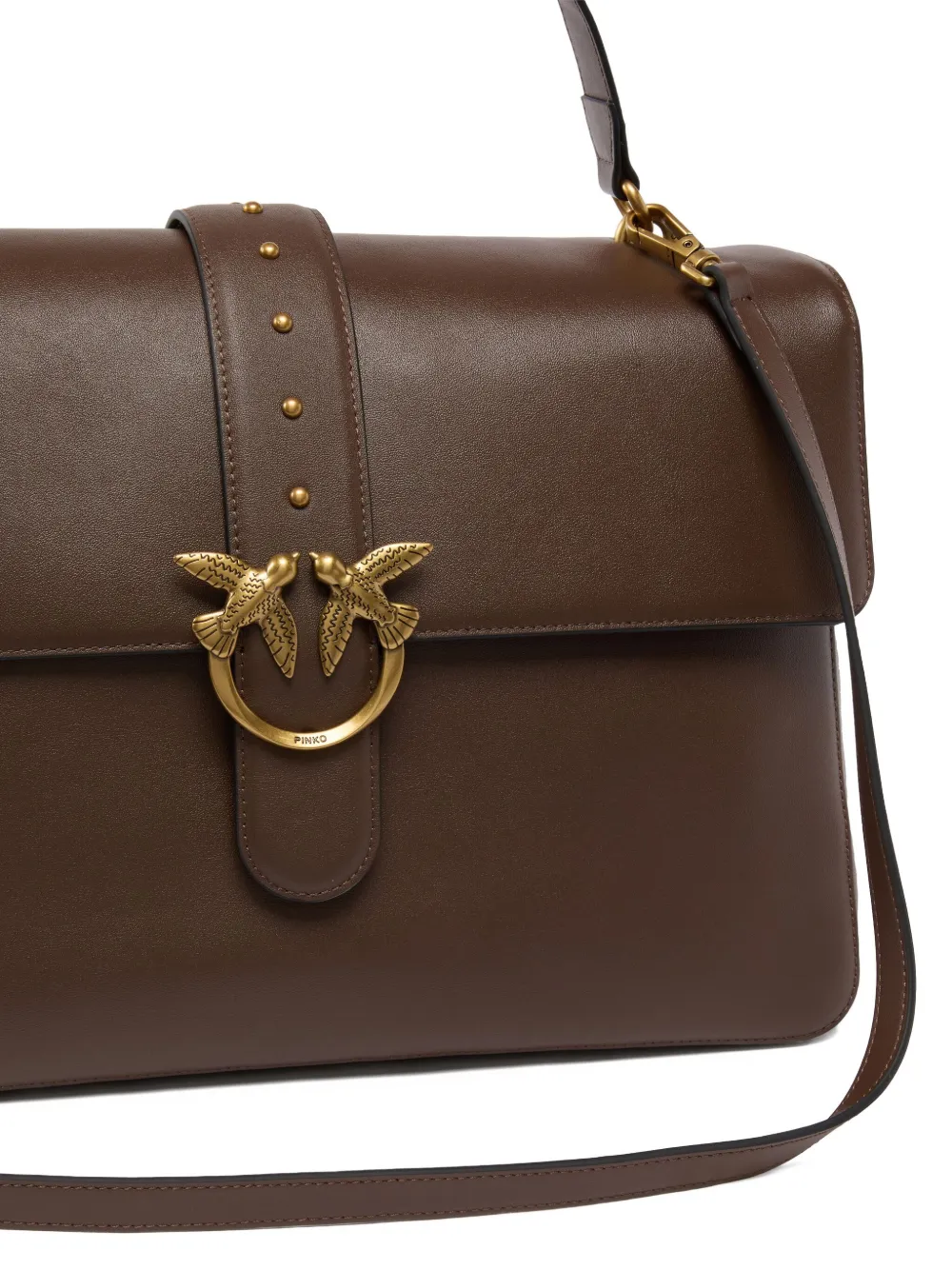 PINKO Love Birds shopper met gesp Bruin