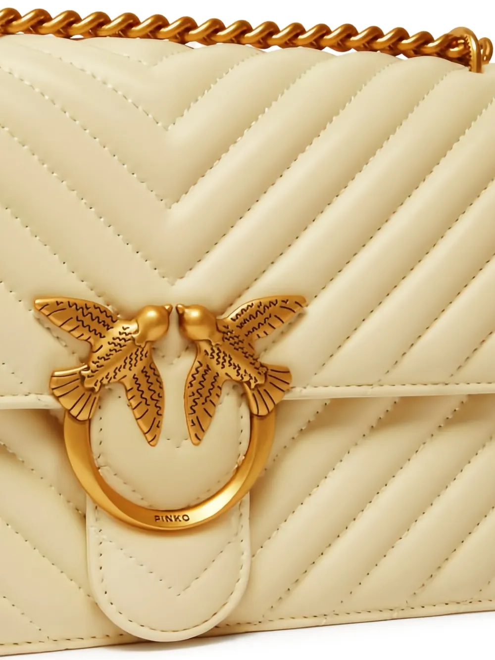 Pinko Bird-embellishment Shoulder Bag In Neutral