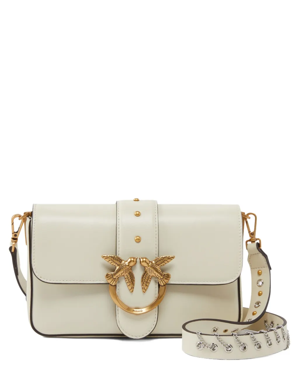 Pinko Mini Love Bag Slouchy Shoulder Bag In Leather With Two Straps In White